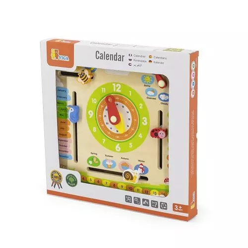 cumpără Puzzle Viga 44538 Calendar din lemn cu ceas (în engleză) în Chișinău 