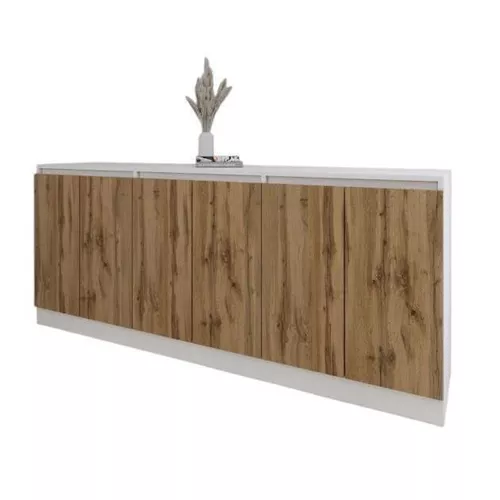 cumpără Comodă Smartex (16491) Т8 200cm Alb+Stejar inchis în Chișinău 