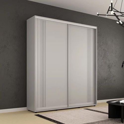 cumpără Dulap Mobildor-Lux Compact uși glisante PAL cu ornament linii (210x45x240H cm) Grey în Chișinău 