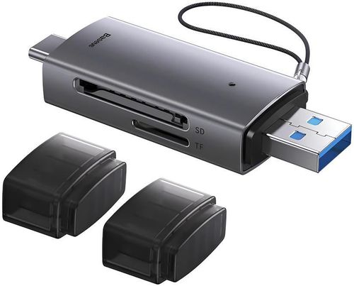 cumpără Cititor de carduri Baseus WKQX060113 2in1 Type-C 3.0 to USB-A 3.0 to TF/SD Lite Series, Black în Chișinău 