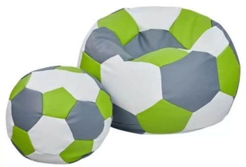 cumpără Fotoliu BeanBag BeanBag BM6090, Minge Ares din piele ecologică, L, Verde, Alb, Gri în Chișinău 