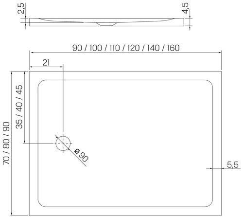 купить Душевой поддон New Trendy Mild Stone Rectangular Black 110x80x4,5 mm B-0592 в Кишинёве 