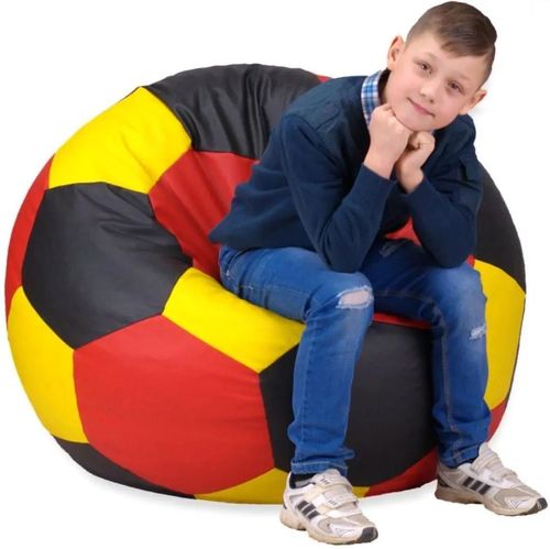 купить Кресло-мешок BeanBag BM6023, Mяч из экокожи Ares, L, желтый, черный, красный в Кишинёве 