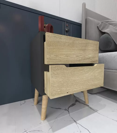купить Тумбочка Trendy Flora-Anthracite, Sapphire Oak, 50x60x44cm в Кишинёве 