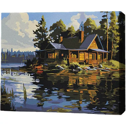 купить Картина по номерам BrushMe MG0008FC 40x50 см (без коробки) Коттедж у озера в Кишинёве 