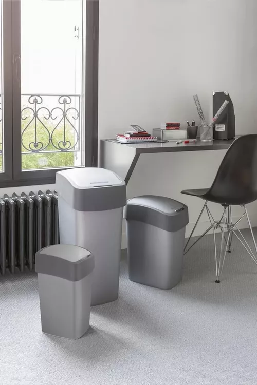 купить Урна для мусора Curver 186181 Flip Bin 50 L Silver в Кишинёве 