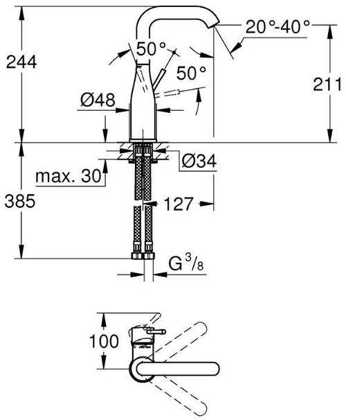 купить Смеситель для умывальника Grohe Essence Phantom Lavoar L Black 24177KF1 в Кишинёве 