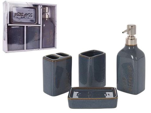 купить Набор для ванной Promstore 49694 Set pentru baie din ceramica Bathroom (4 unit) Engraved Text в Кишинёве 