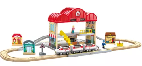 купить Конструктор Hape E3877 Set portabil Stația de tren, 40 elem. в Кишинёве 