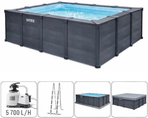 cumpără Piscină cu cadru Intex 26396 Graphite Gray Panel 400x300x124cm, 10091L, cadru metalic în Chișinău 