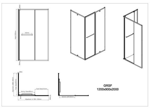 cumpără Cabină de duș miscellaneous GRSF 90x120x200 GUN GRAY 8mm în Chișinău 