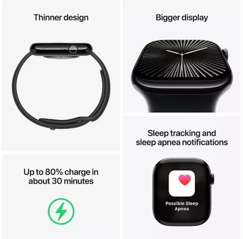 купить Смарт часы Apple Watch Series 10 GPS 42mm Jet Black Aluminium Case with Black Sport Band - S/M MWWE3 в Кишинёве 