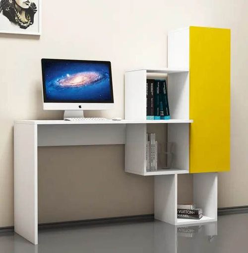 купить Офисный стол Trendy Acelya, alb, galben 145x141x45cm в Кишинёве 