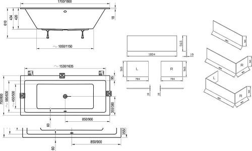 купить Ванна Ravak Formy 01 Slim acryl 180x80 C881300000 в Кишинёве 