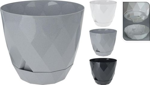 купить Цветочный горшок ProGarden 50673 Ghiveci cu suport din plastic "Diamant" D14.5cm, H12,5cm в Кишинёве 