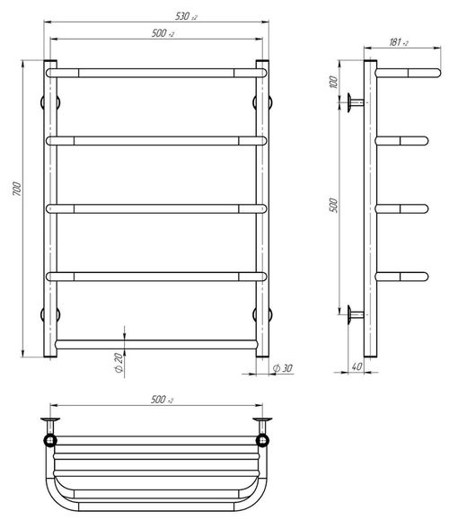 cumpără Uscător de prosoape Lianat 2861 Standart 500x700 inox în Chișinău 