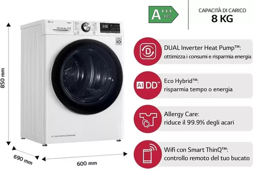 купить Сушильная машина LG RC90V9AV2W в Кишинёве 