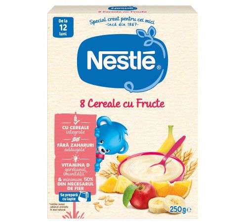 Каша безмолочная Nestle 8 злаков с фруктами (12+ мес) 250 г 