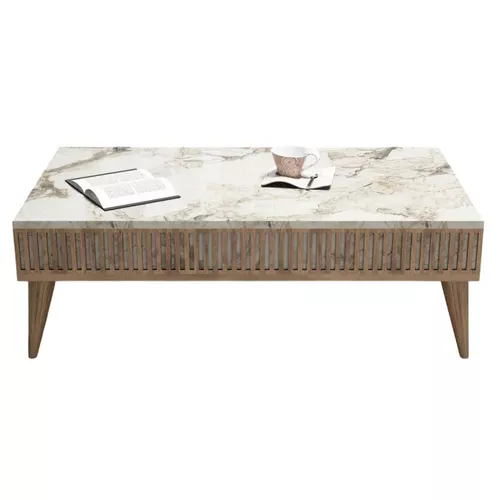 cumpără Măsuţă cafea Trendy Milano, Nuc, Marmura Alba 105x34x60cm în Chișinău 