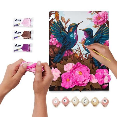 cumpără Set de creație Okto 30012 3D Pictură pe numere cu plastilină ușoară 30×40сm, Colibri îndrăgostiți în Chișinău 