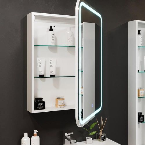 купить Зеркало для ванной Bayro Sonata LED touch 600x760 правый белый в Кишинёве 