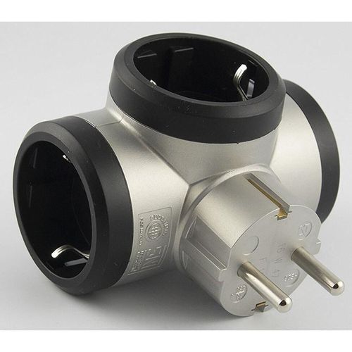 cumpără Adaptor electric Legrand 500664 Priza 3x2P+T lateral aluminiu-negru,LR în Chișinău 