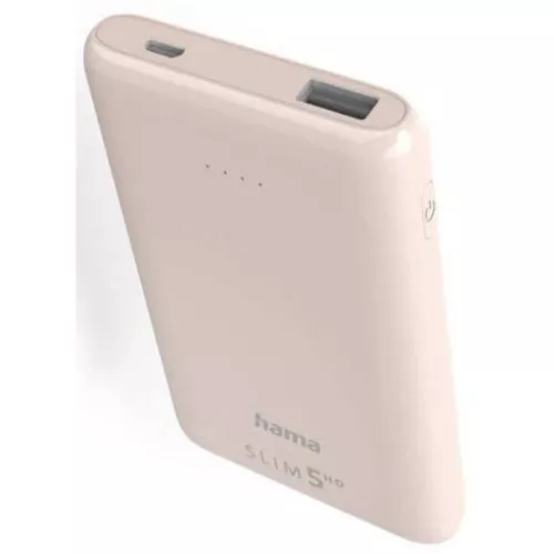 cumpără Acumulator extern USB (Powerbank) Hama 201664 SLIM 5HD 5000 mAh, Output: USB-A, light pink în Chișinău 