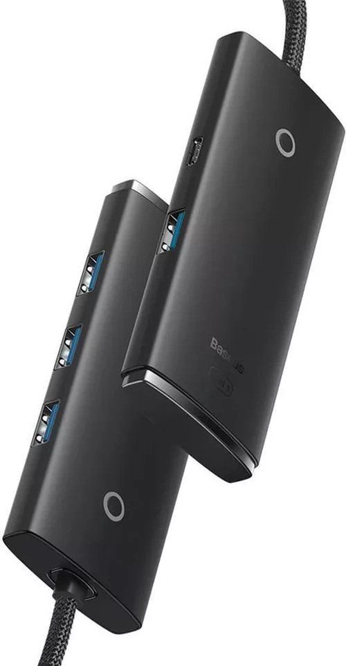 купить Переходник для IT Baseus WKQX030301 HUB 4in1 Type-C 3.0 to 4*USB-A 1*Type-C 3.0 Lite Series, Black в Кишинёве 