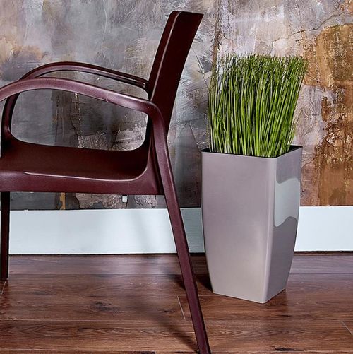 cumpără Ghiveci pentru flori Aleana 115037 Cvadro 22x22x41.5 cm, cappuccino în Chișinău 