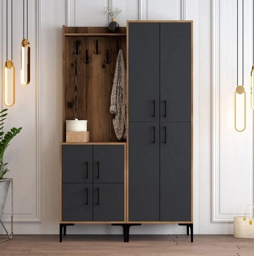 cumpără Mobilă pentru antreu Trendy Berlin BA, Nuc, Antracit, 120x200x35cm (GTR001357) în Chișinău 