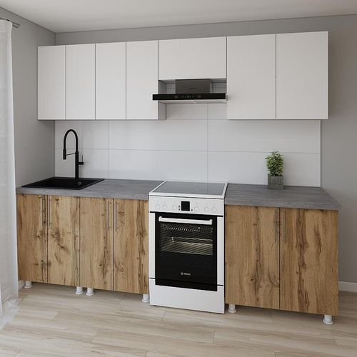 cumpără Mobilă pentru bucatarie Smartex (30028) K1 260cm Alb+Stejar inchis în Chișinău 