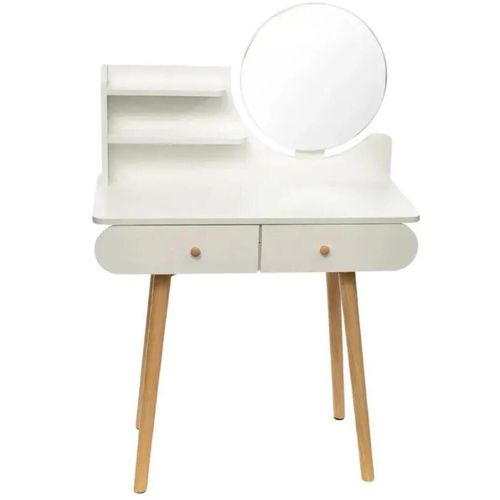 купить Туалетный столик Jumi CM-891920 Scandi cu oglindă rotundă (40cm), dimensiuni 120×80×40cm, Alb/Oak Artisan в Кишинёве 