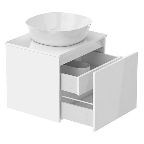 Комплект мебели 70см Imprese BILOVEC, белый: тумба подвесная, со столешницей, 1 ящик + умывальник накладной арт i11057 