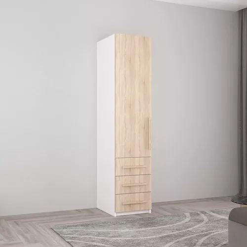 купить Шкаф Mobildor-Lux Smart-Home (0,40x0,56x2,0H м) с полками и ящиками Белый/Sonoma в Кишинёве 