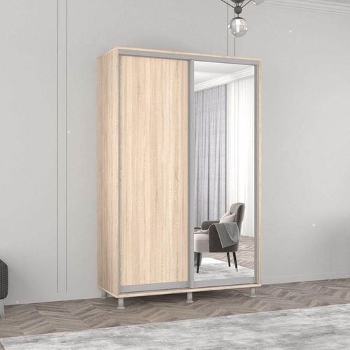 cumpără Dulap Mobildor-Lux Aron cu uși glisante din oglindă și PAL (180x60x210H cm) Sonoma în Chișinău 