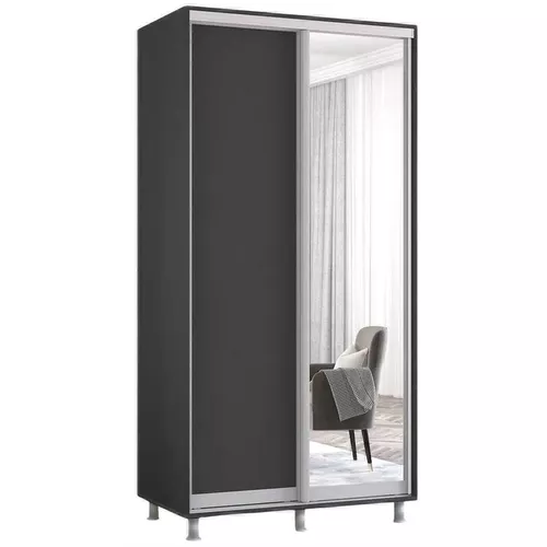 cumpără Dulap Mobildor-Lux Aron-P 1.0m-1.8m uși glisante din oglindă și PAL (150x60x210H cm) Anthracite în Chișinău 