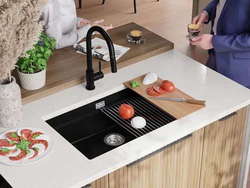 купить Мойка кухонная Primagran Prague 80 Level Undermount Black + accesorii 470x760 MP8KC#P в Кишинёве 