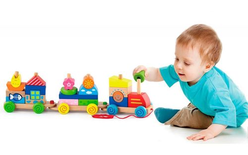 купить Игрушка каталка Viga 50089 Pull Along Stacking Train в Кишинёве 