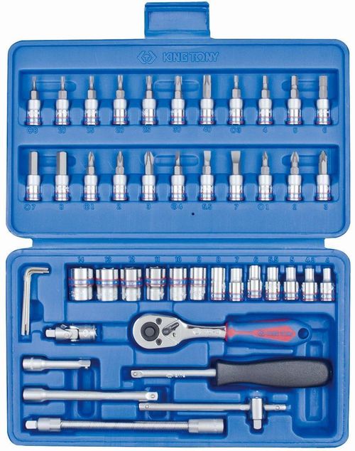 cumpără Set de unelte de mână King Tony ST2346MR набор 1/4" торцевых головок 6 гран., насадок бит TORX/ HEX/ PH/ PL/ PZ и принадл., 46 пр. în Chișinău 