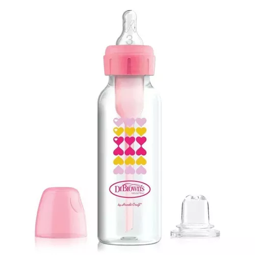 купить Поильник Dr. Brown's 072239309582 Biberon de tranzitie cu gat ingust Options+ Roz, 250ml в Кишинёве 