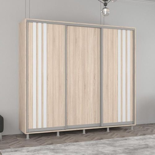 cumpără Dulap Mobildor-Lux Aron uși glisante din PAL cu lamele (240x60x200H cm) Sonoma în Chișinău 