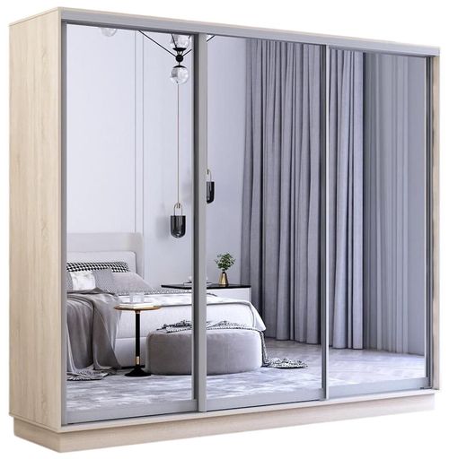 купить Шкаф Mobildor-Lux Fox uși glisante din oglinzi (250x60x200H cm) Sonoma в Кишинёве 