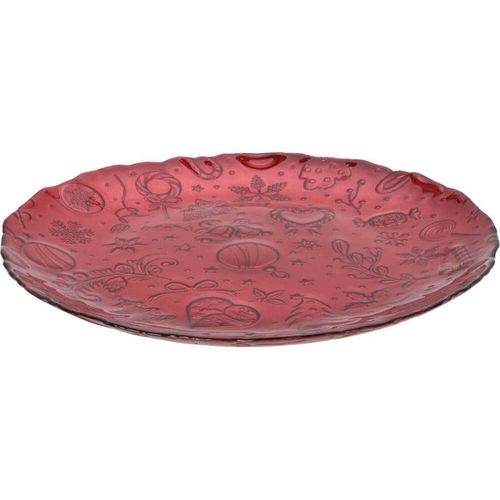 cumpără Farfurie Promstore 49118 platou din sticla Motiv de Craciun 28cm, rosie în Chișinău 