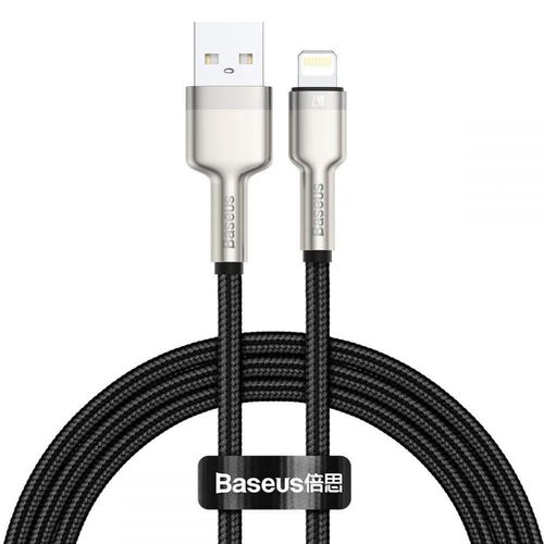 купить Кабель для моб. устройства Baseus CALJK-A01 USB - LIGHTNING, 2.4A, 1M, CAFULE METAL BLACK в Кишинёве 