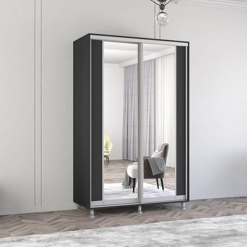 cumpără Dulap Mobildor-Lux Aron cu uși glisante cu oglindă vertical (170x60x210H cm) Anthracite în Chișinău 