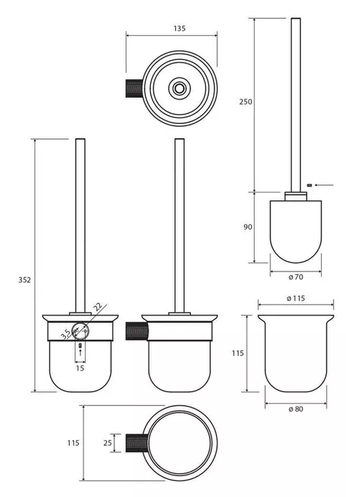 купить Ёршик для унитаза Bemeta Brilia, perie WC perete 177113010 в Кишинёве 