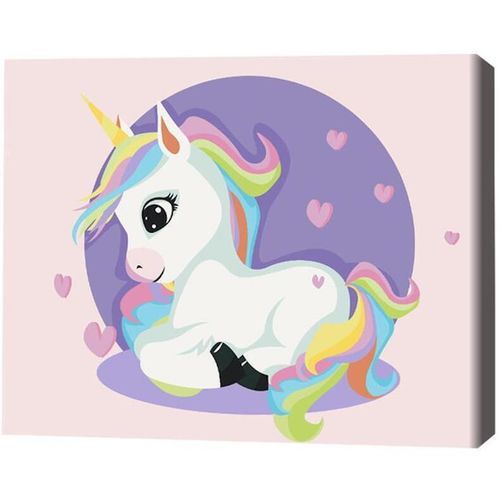 купить Картина по номерам BrushMe KBS0074FC 30x40 сm (fără cutie) Unicorn printre inimioare в Кишинёве 