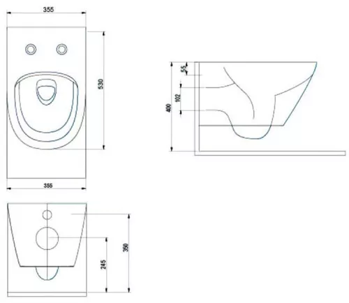 купить Унитаз Ege Vitrifye KNIDOS rimoff (88343) + bide white в Кишинёве 