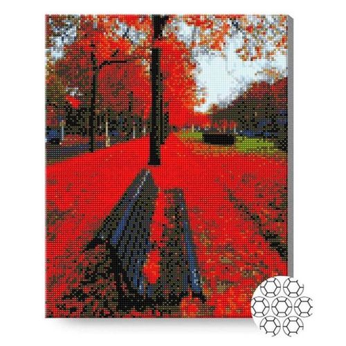 купить Картина по номерам Art Gallery GA79722 Mozaic cu diamante 40x50cm Frunze rosii pe banca в Кишинёве 