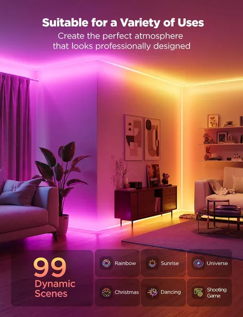 купить Лента LED Govee Light Strip Neon Rope Light for Wall Lining 5m (H66413D1) в Кишинёве 